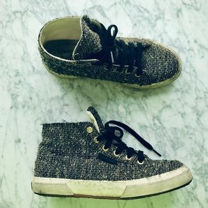 Superga x Man Repeller Tweed Hightop Sneaker